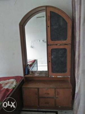 Brown And Black Wooden Dresser With Mirror