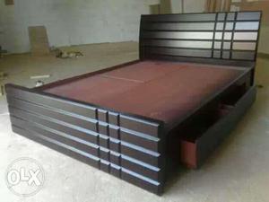 Brown Wooden Bed Frame With storage