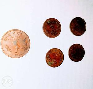 Five Round Bronze Commemorative Coin Collection