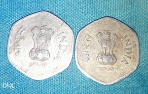 Indian 20 paise 2 coins  and 