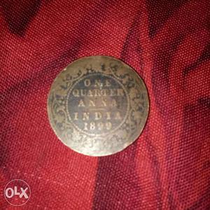 Indian One Quarter Anna Coin