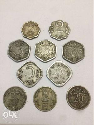 Old coins collection of  paise.