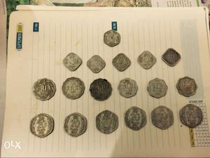 Old coins.set of 18 coins 3 paisa 5 paisa 10