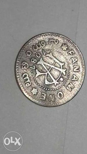 Round Silver  Fanam One Coin
