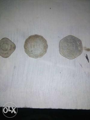 Three 5, 10, And 20 Indian Coins