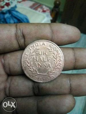 UK Indian Half Anna Coin which is used in year 