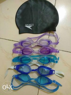 5 swimming goggle with swimming cap