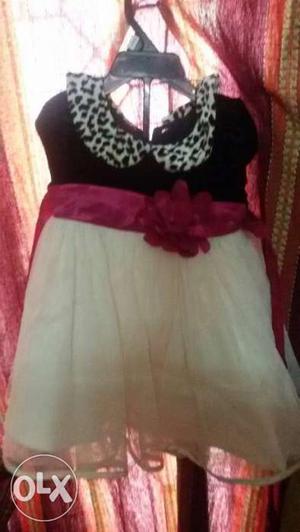 Beautiful black pink white dress for pretty girls