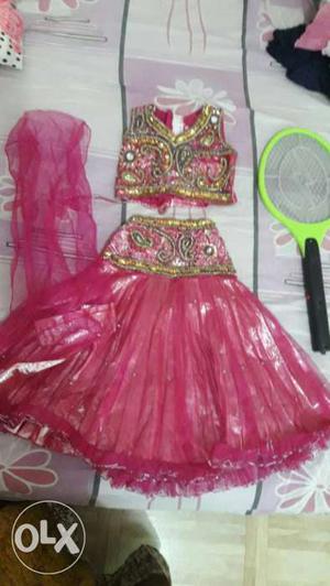 Beautiful pink lengha for 2 to 6 yrs