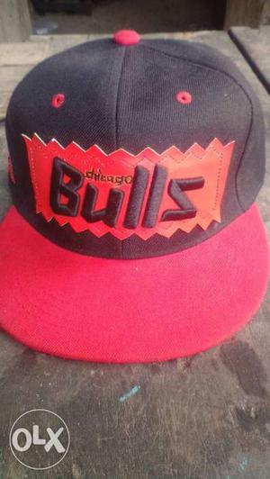 Black And Red Chicago Bulls Snapback Hat
