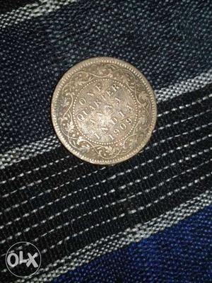  One Quarter Anna India Silver Coin