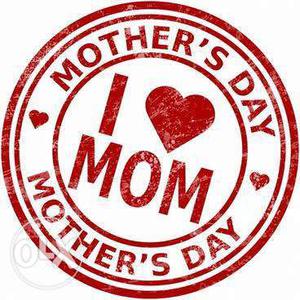 Red And White Mother's Day I Love Mom Text