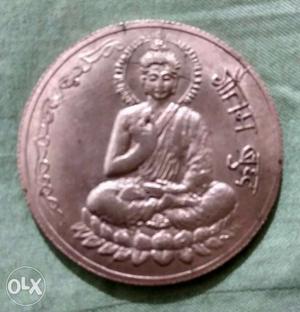 Silver Round Buddha Embossed Round Coin