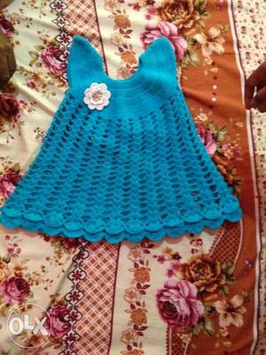 Toddler's Blue Knitted Dress