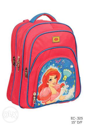 Toddler's Pink And Blue Disney Princess Print Backpack