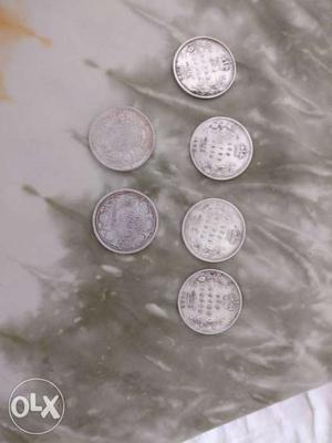 6 silver coins of 