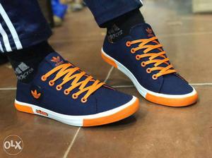 Blue-and-orange Adidas Low Top Sneakers
