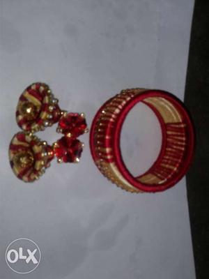 Hand made silk threads bangles and earrings