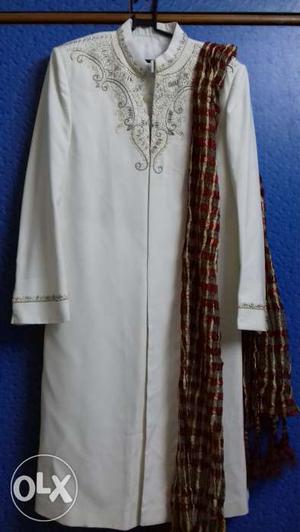 Once used sherwani. 40 size. White color