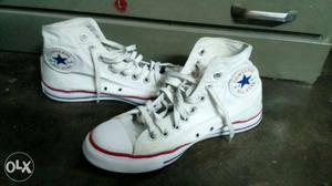 Pair Of White Converse All-star High Tops