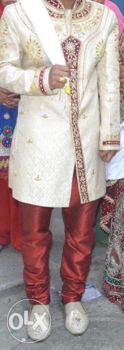 Red And Beige Sherwani