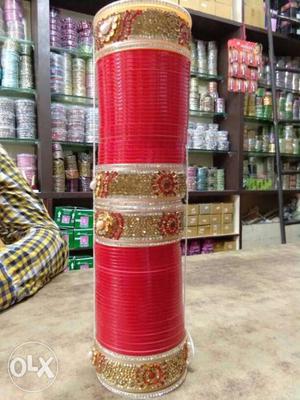 Red White And Yellow Beaded Bangles