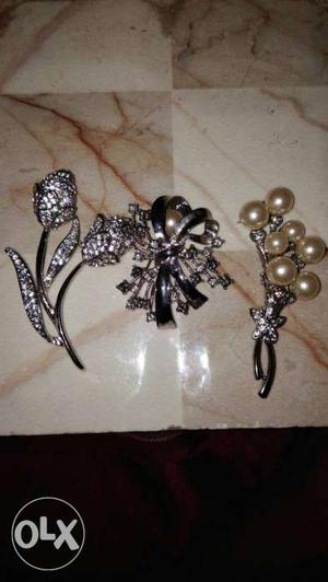 Silver And Pearl Brooch