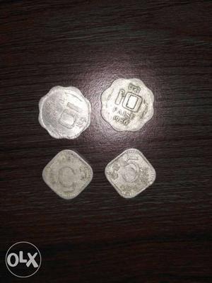 Two 5 And Two 10 Indian Paise Coins