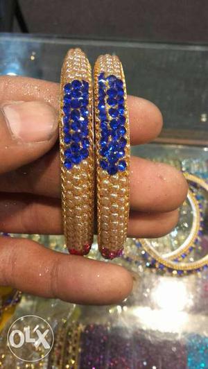 Two Gold And Blue Bangles