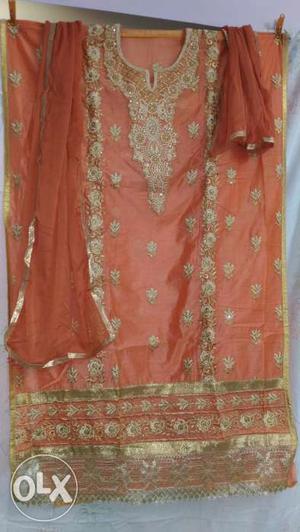 Very pretty, chanderi silk dress material with