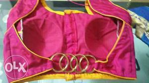 Women's Pink And Yellow Sleeveless Crop Top