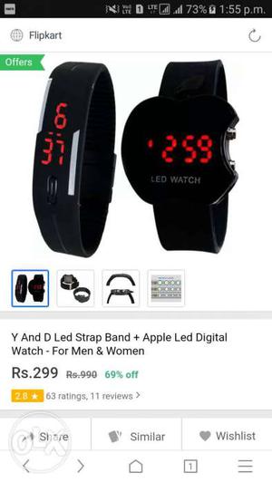 Y And D LED Strap Band + Apple LED Digitral Watch ekdm new