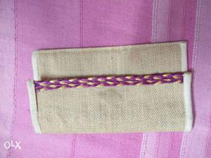 Beige jute wallet