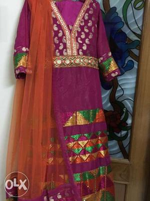 Bright pink n orange full suit - large size with