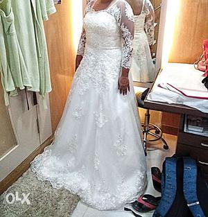 Christian Wedding Off-White Fully Pearl Worked Gown