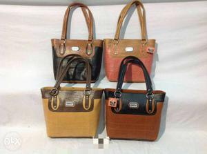 Four Brown Leather Tote Bags
