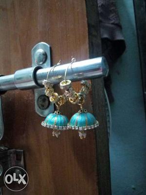 Gold And Blue Tughra Ear Ring