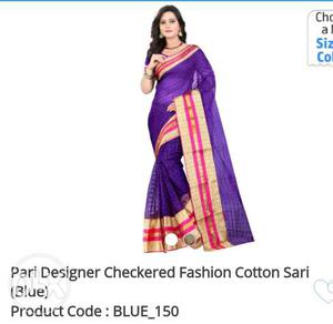 Pari Designer Checkered Fashion Cotton Sari