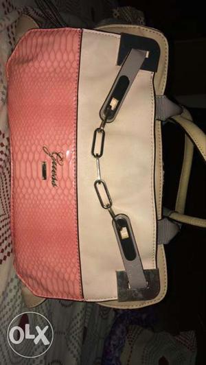 Pink And White Guess Two-way Bag