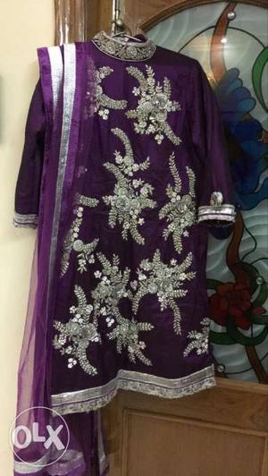 Roop Vatika - Fully embellished Silk suit. Color - purple.