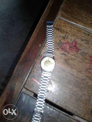 Round Silver Link Minimalist Watch