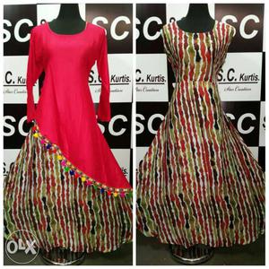 Sc rayon... its a fresh two piece gown.. size 42+2