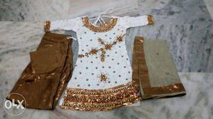 Short Patiala in golden and White colour