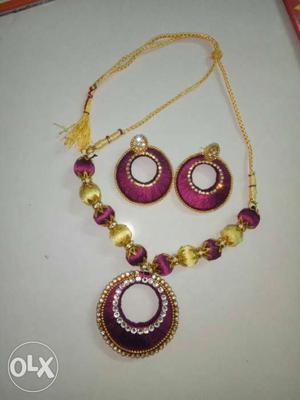 Silk thread earring and necklace set