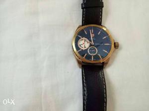 TAG HUERE Round Gold And Black Chronograph Watch With Black