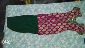 Women's Brown, Maroon, And Green Dress