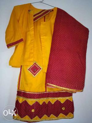 Yellow And Red Traditional Dress brand new