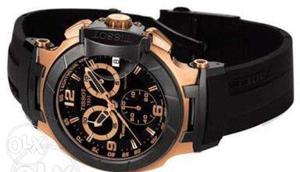 Black And Gold Fossil Chronograph Watch