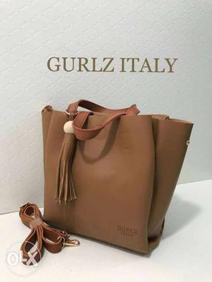 Brown Gurlz Italy Leather Tote Bag