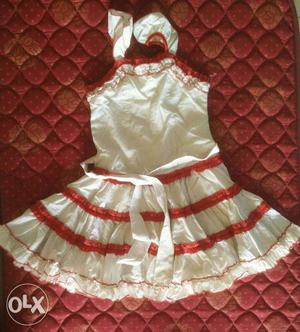 Children's White And Red Dress for 3 yr old